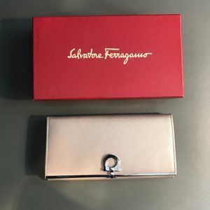 SOLD! Ferragamo Beige Leather Gancio Wallet